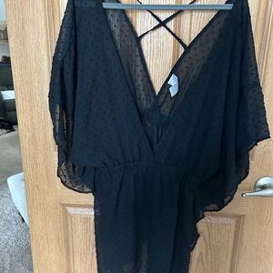 Black Sheer Polka Dit swim cover up women’s 1x